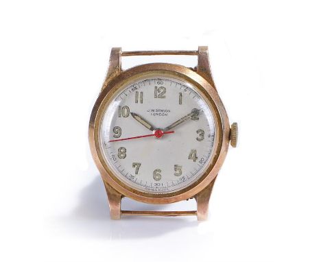 J W Benson 9 carat gold gentleman's wristwatch, the signed dial with Arabic hours, Audemars manual wound movement, the case 3