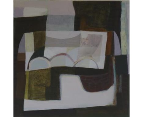 Ann Davies (b.1966), mixed media, Untitled abstract, label verso, 26 x 26cm Harvey Nichols Art Supermarket label verso