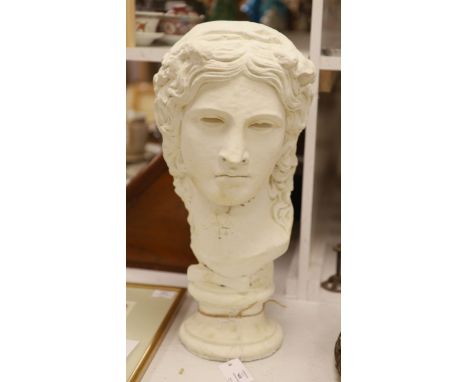 A cast limestone portrait bust, Diana, height 53cm