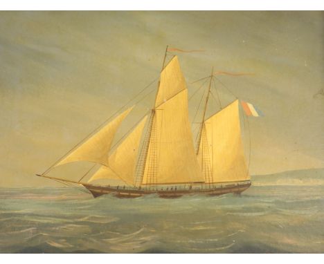 Captain B. Woodward, oil on card, Portrait of a Dutch sailing ship, 29 x 38cm