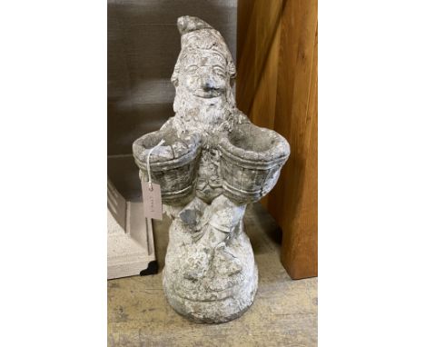 A reconstituted stone gnome garden planter, height 56cm
