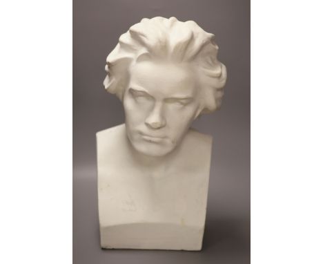 A cast composition portrait bust of Beethoven, height 48cm