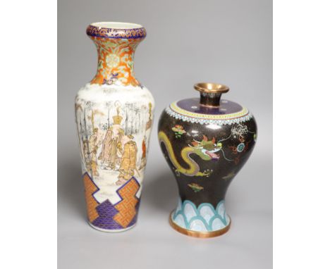 A Japanese Imari vase by Fukngwawa, Koransha, an early 20th century Chinese cloisonne enamel vase and a group of Japanese pri