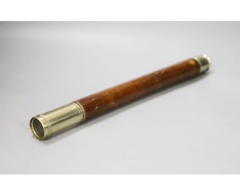 A Royal Navy leather bound telescope, F. G. Bramble, RN, full length 58.5cm