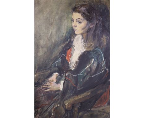 Margaret Milne (1908-1998), oil on canvas, Portrait of Carolyn Webb, signed and dated '70, 90 x 60cm
