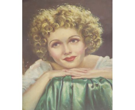 Caiuf, oil on canvas, Portrait of a 1930's film star?, signed and dated '37, 45 x 35cm