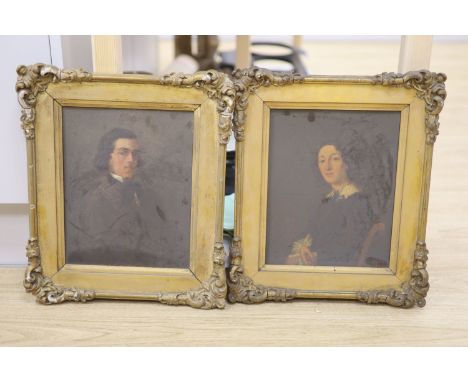 J.H Bland (19thC), pair of oils on board, Portrait of Miss S.M. Bland and companion portrait of a gentlemen, one signed and d