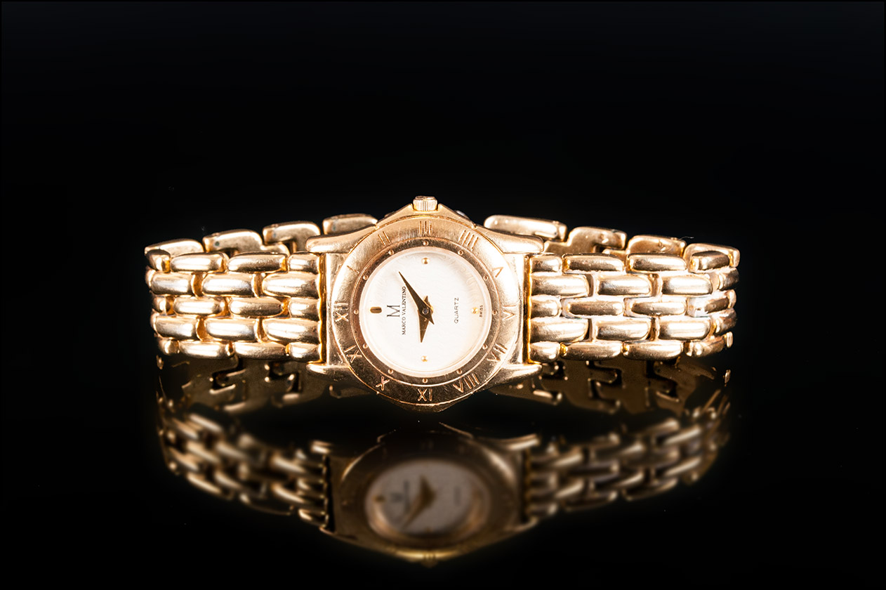 Marco Valentino Gold Plated - Quartz Ladies Wrist Watch with Integral ...