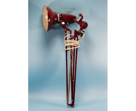 Red Angled Table Lamp With Clamp
