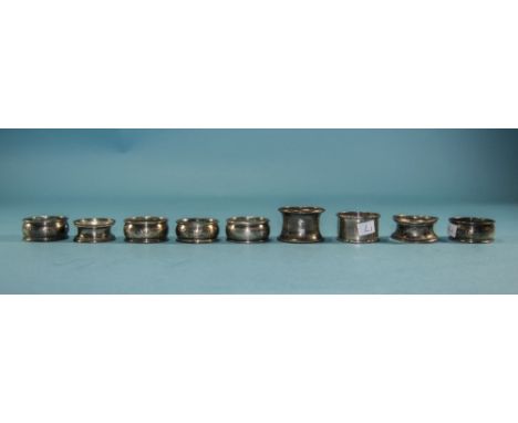 A Collection of Antique and Vintage Silver Napkin Holders (10) in total. Various sizes and hallmarks 97.1 grammes.