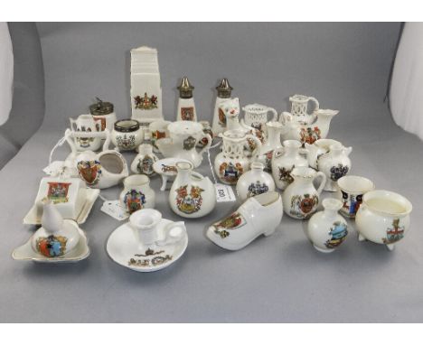 W.H.Goss - A Vintage Collection of Crested Ware ( 35 ) Pieces In Total. Includes Whitehall London, The Cheshire Cat, Llandudn