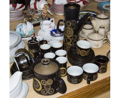 Denby Coffee and Tea Service including coffee pot, teapot, cups, saucers, side plate and milk jug (30) pieces approx.
