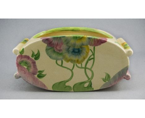 Clarice Cliff Hand Painted Planter ' Pink Pearls ' Pattern. Date 1934. 8.5 Inches Diameter. 