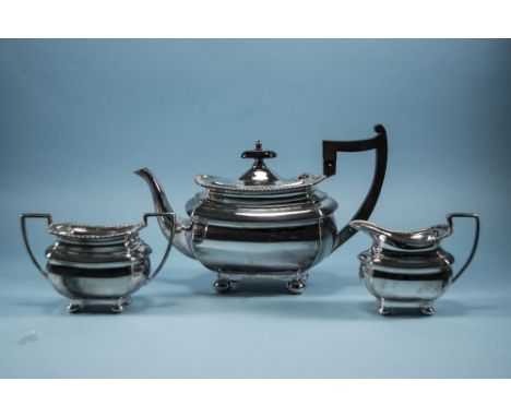Walker and Hall A1 Silver Plated 3 Piece Tea Service, Warranted to be Silver Soldered. c.1905-1910. Comprises Teapot, Milk Ju
