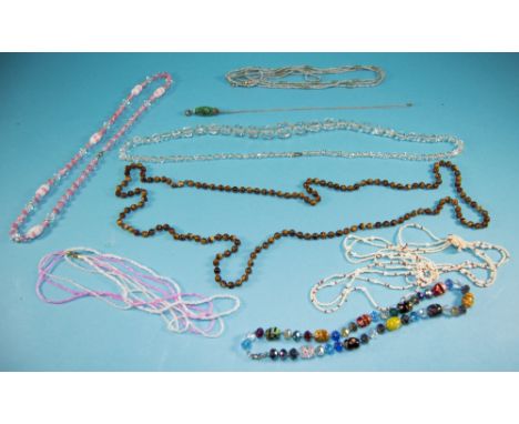Collection of Vintage Glass Necklaces including Murano, seed beads, faceted clear crystals etc
