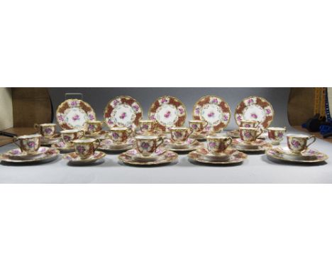 Noritake - Fine and Decorative Hand Painted and Applied Set of 12 Coffee Cans and Saucers, with Matching 17 Small Side Plates