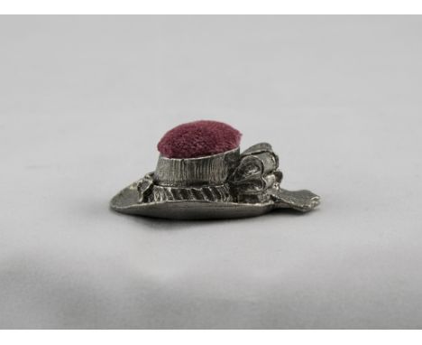 Pewter Woodsetton England Pin Cushion In The Form Of A Bonnet/Hat