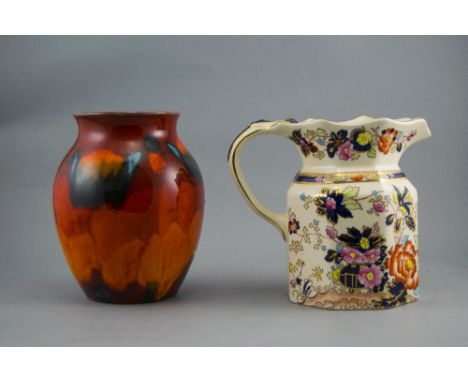 Poole Pottery 1970's Vase, Delphis Pattern. 6.5 Inches High + a Masons Ironstone Jug, Mandarin Pattern. c.1900.. 6.25 Inches 