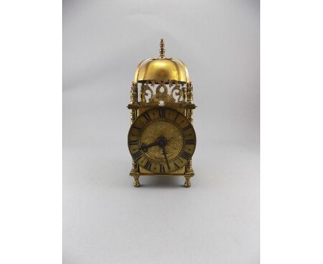 French 1950's Electric Brass Lantern Mantel Clock, In The 18th Century Style. Stands 8 Inches High. Requires Re- Wiring. 