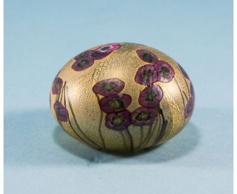 Isle of Wight Vintage Studio Art Glass Paperweight ' Summer Flowers ' Pattern with Original Isle of Wight Label. 3 Inches Dia