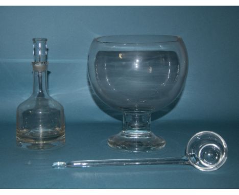 A Large Good Quality Crystal Punch Bowl and Ladle. Stands 10.5 Inches High, Ladle 13 Inches In Length + a White friars Good Q