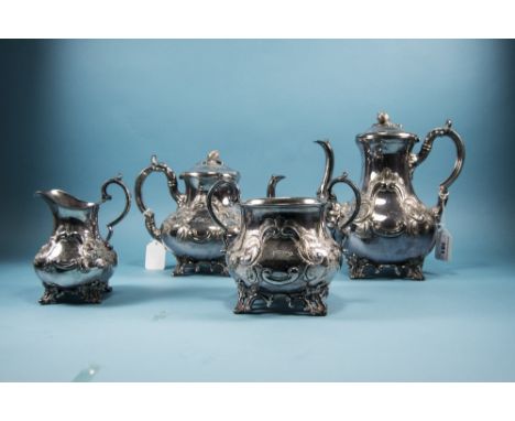Victorian Large and Impressive R. Broadhead & Co 4 Piece Silver Plated Tea & Coffee Service. c.1880's. Comprises Tea Pot 9 In