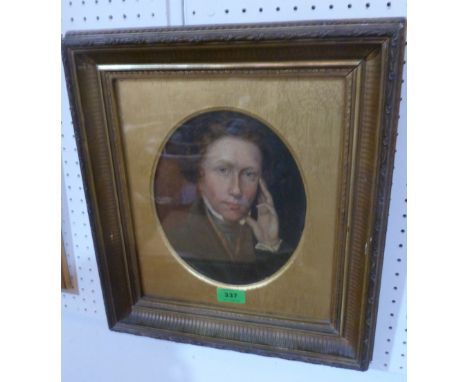 ENGLISH SCHOOL 19TH CENTURY Self Portrait of Rev'd Benjamin Beddow. Oil on wood panel. Inscribed verso on old label. 11'x9'