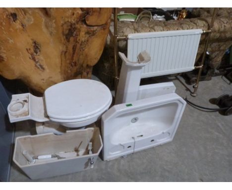 A Chatsworth wash basin, W.C. and towel rail