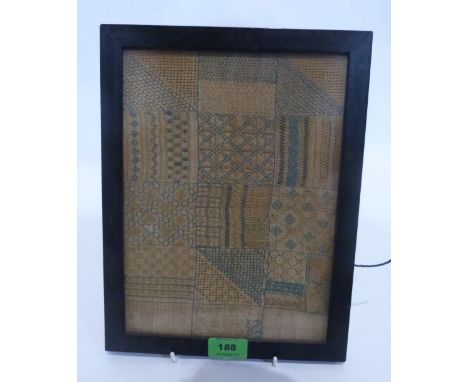 A George III nedlework sampler embroidered in patchwork style and dated 1797. 11'x8'