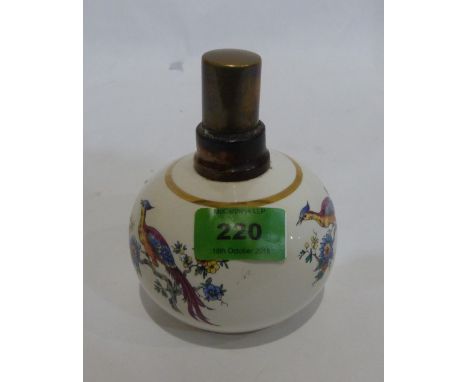 A French ceramic scent burner painted with exotic birds