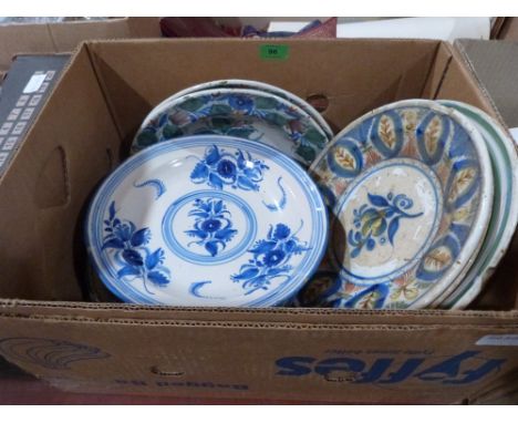 A box of 19th century tin glazed Delftware