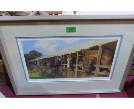 Two Heredities resinous equestrian groups together with an equestrian print