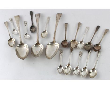 Silver flatware. A collection of various silver halllmarked spoons, Circa Georgian and later, weight 11.1oz. approx.