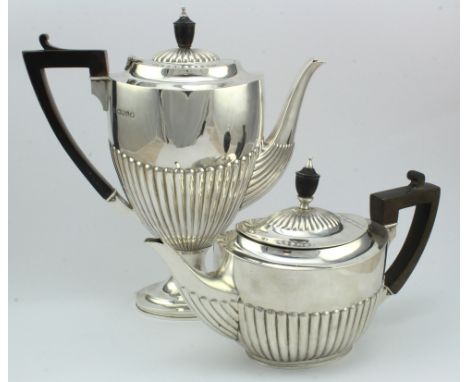 Queen Anne style silver teapot (finial slightly bent). Teapot is hallmarked for Wm. Hutton &amp; Sons Ltd. London 1905. Total