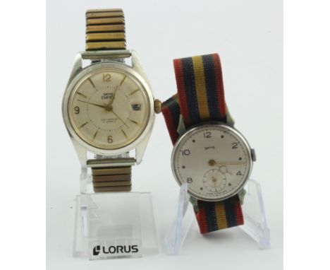 Smiths, two manual wind gents wristwatches. To include a Smiths Empire, the cream guilloché dial with date aperture at 3 o'cl