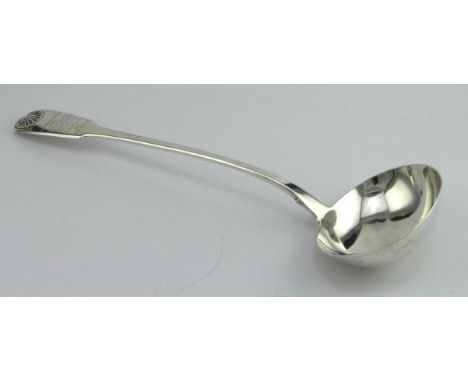 Large William IV silver ladle, hallmarked 'FH, London 1824' (Francis Higgins II), engraved to handle 'Tredegar Prize, 1836, P