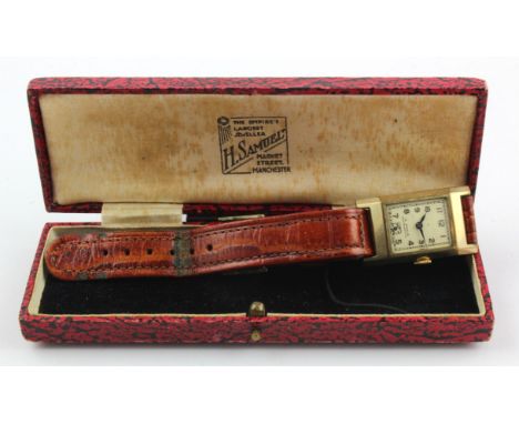 Gents rolled gold manual wind wristwatch circa 1938. Case size 29mm x 22mm. Engraved on the back, working when catalogued and