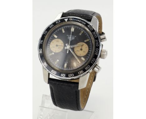 Heuer Autavia stainless steel cased gents manual wind chronograph wristwatch, ref. 7763, serial 132xxx, circa 1960s. The matt