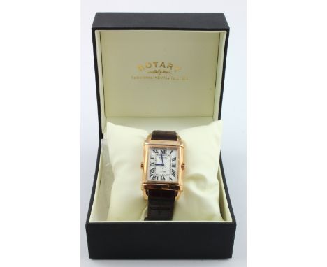 Rotary Revelation dual faced quartz gents wristwatch. The white guilloché dial with Roman numerals and subsidiary dial at 6, 