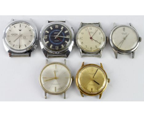 Assortment of six manual wind gents wristwatches, various makers. All working when catalogued