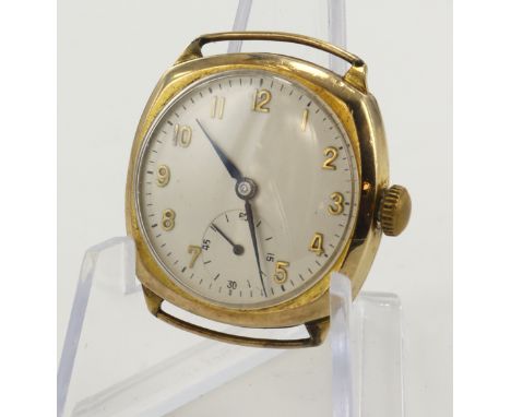 Gents 9ct cased manual wind wristwatch, the Dennison case hallmarked Birmingham 1950. The cream dial with gilt Arabic numeral