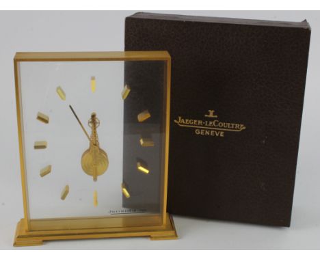 Jaeger LeCoultre mantel clock, height 19.5cm approx., contained in original box (not working, sold as seen)