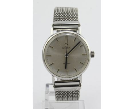 Gents stainless steel cased manual wind Omega De Ville wristwatch circa 1969. The silver dial with silver baton markers. On a