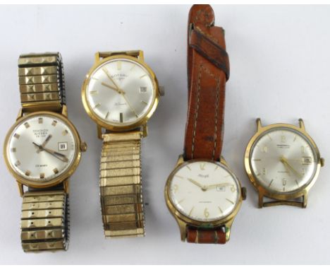 Assortment of four manual wind gents wristwatches, all with date aperture at 3 o'clock. Working when catalogued 