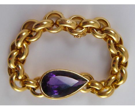 Tiffany & Co. An 18 carat gold and amethyst bracelet by Paloma Picasso for Tiffany & Co, facsimile signature and Tiffany mark