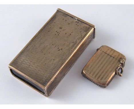 A silver pipe smoker's pocket long matchbox holder with end lid and push up base, J.R. Gaunt & Son., Birmingham, 1931, and a 