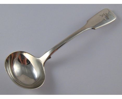 A William IV silver fiddle pattern sauce ladle, William Eley, London, 1834. Wt 69gm. 