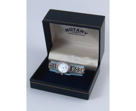 A lady's Rotary quartz watch with m.o.p.dial and Celtic link bracelet in presentation box. 
