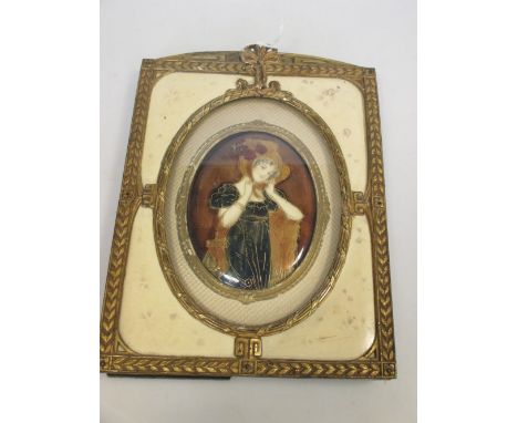 A framed Limoges enamel portrait miniature  