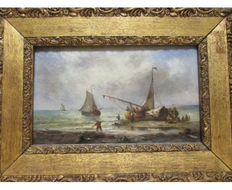 Dutch School (19th Century), The Day's Catch, indistinctly signed lower left, oil on panel, 14 x 23cm  Light surface dirt.